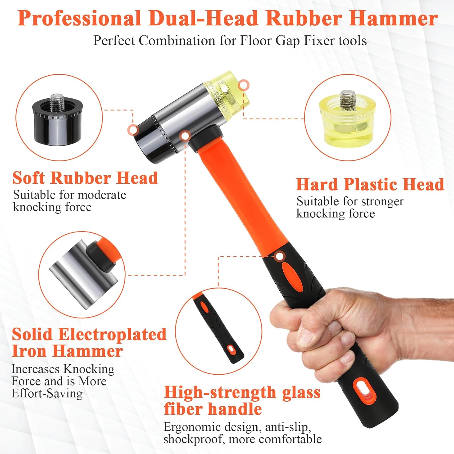 Floor Gap Fixer Tool Kit With Rubber Mallet & 10 Reusable Sticky Pads& Knee Pad,Suction Cup Laminate/Vinyl Flooring Tool For Fix Gaps,Heavy Duty Floor Gap Repair Kit For Vinyl Plank Hardwood Floor​